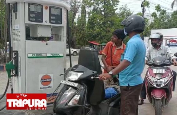 Achhe Din ! Fuel Prices Continue to Rise : Petrol crossed Rs. 105, Diesel over Rs. 92 in Agartala on Saturday Achhe Din ! Fuel Prices Continue to Rise : Petrol crossed Rs. 105, Diesel over Rs. 92 in Agartala on Saturday
